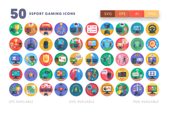 50 Esport Gaming Icons: Graphics for Crafters