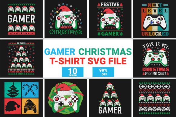 Gamer Christmas Shirt Bundle: Graphics for Crafts