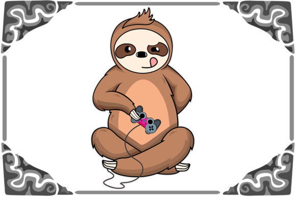 Gaming Gamer Sloth: Graphics & Print Templates